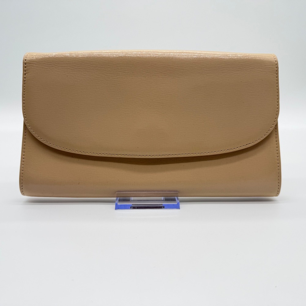 Nordstrom Beige Tan Patent Textured Convertible Envelope Clutch Bag RN58665